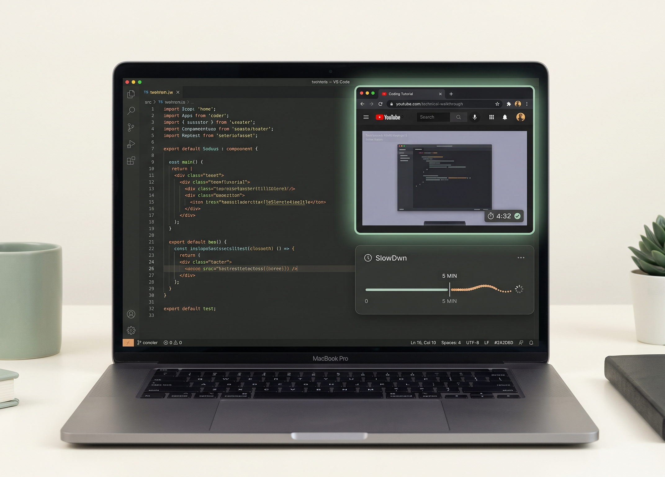 Developer watching a coding tutorial on Mac—Golden Window full-speed access, then intentional friction to avoid the YouTube Shorts rabbit hole